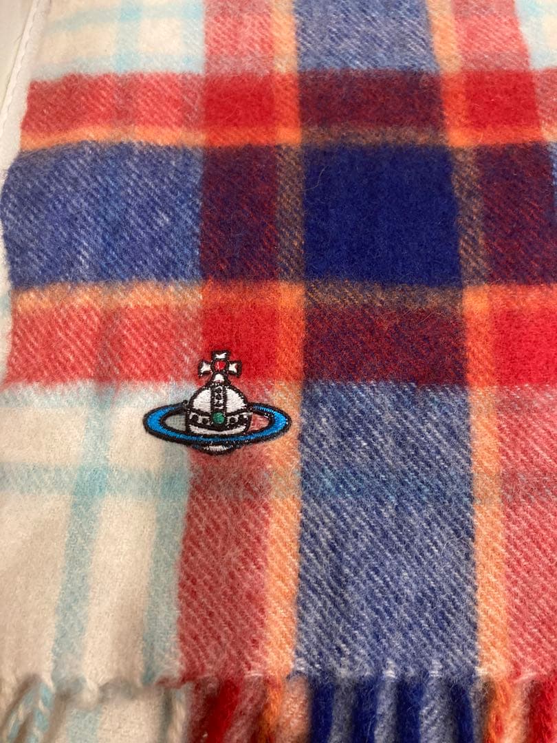 美品　Vivienne Westwood カシミヤ　チェック柄マフラー　オーブ