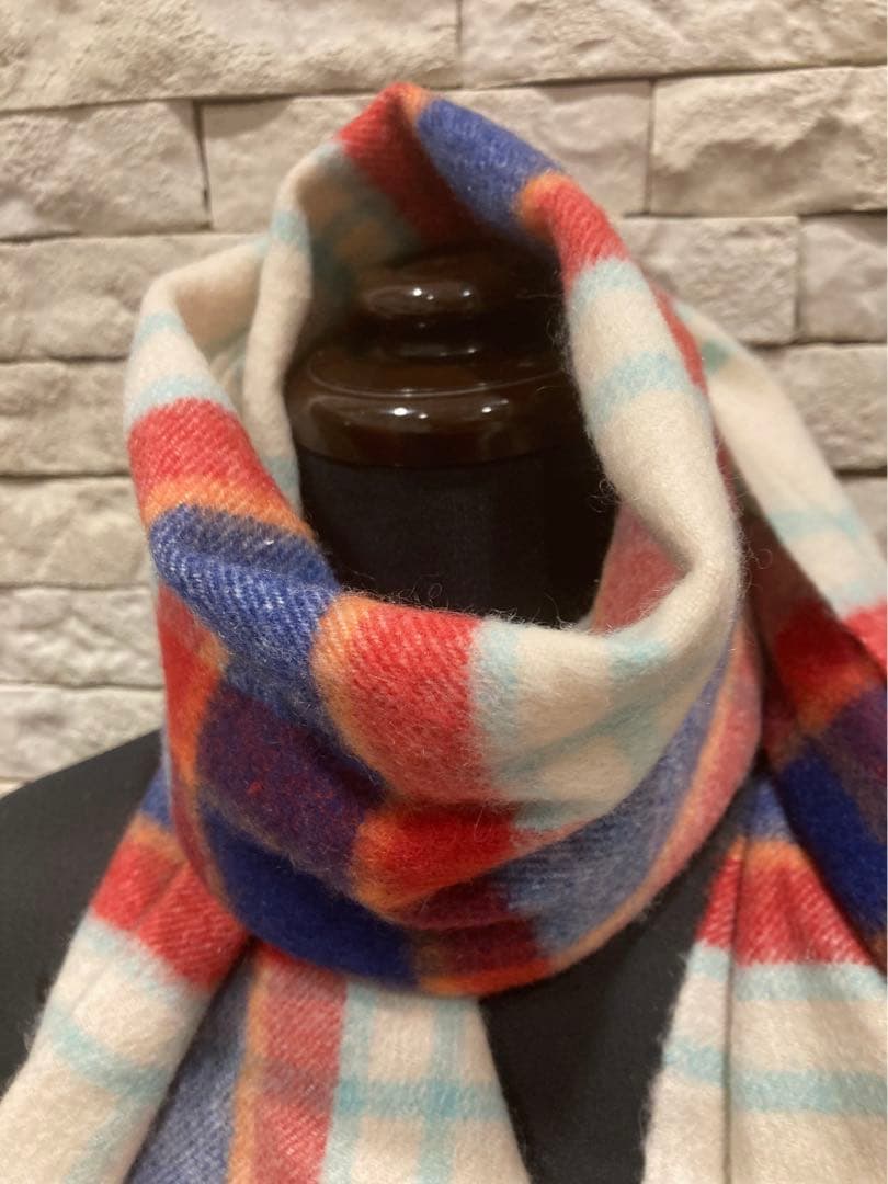 美品　Vivienne Westwood カシミヤ　チェック柄マフラー　オーブ