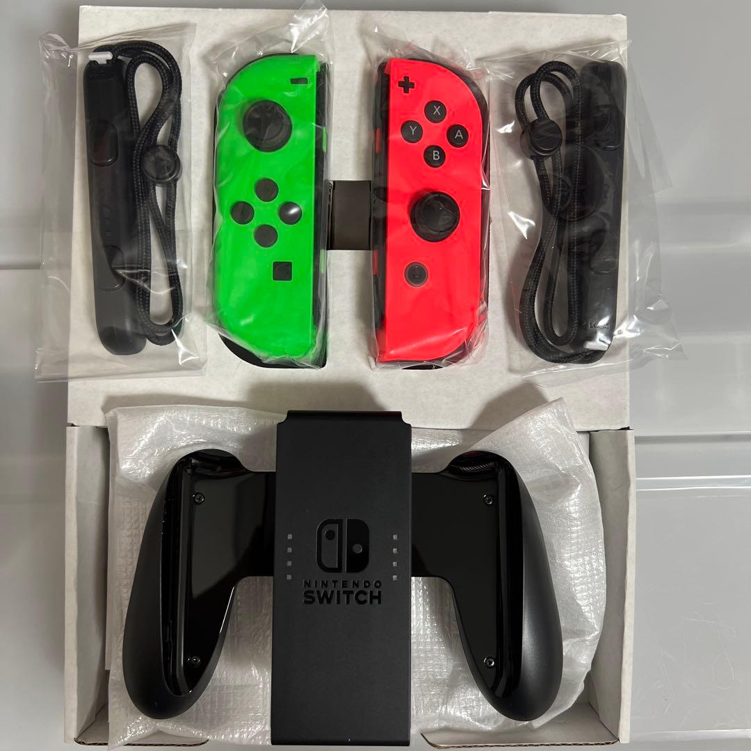 Switch ネオンレッド、ネオングリーン ストラップ、グリップセット