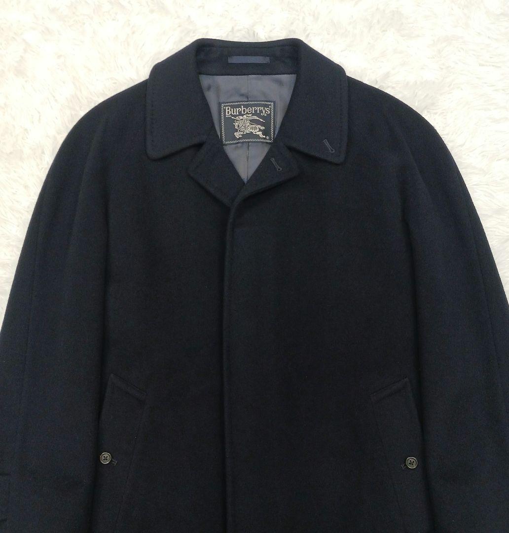 ✨極美品✨バーバリー　バルマカーンコート　ステンカラー　カシミア　ネイビー　S