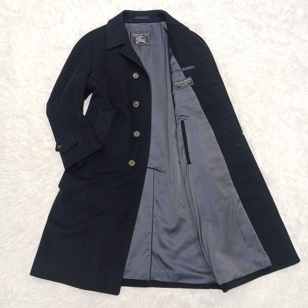 ✨極美品✨バーバリー　バルマカーンコート　ステンカラー　カシミア　ネイビー　S