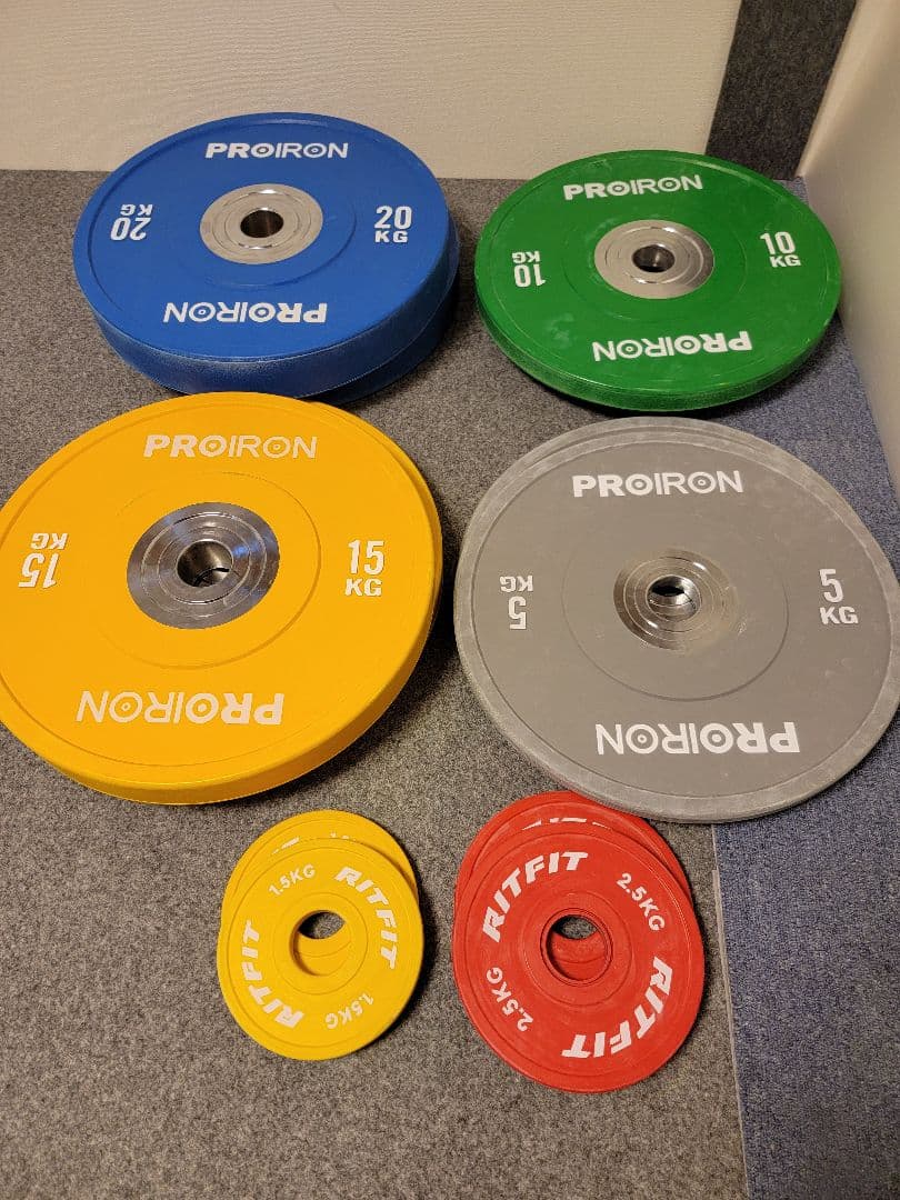 PROIRON ウエイトプレートとシャフトセット カラー、 スクワット台付き