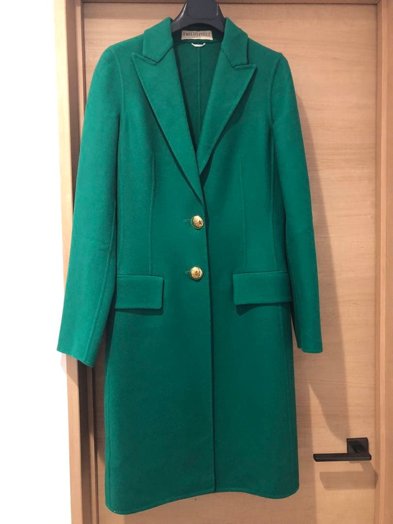 エミリオプッチ EMILIOPUCCI ハーフコート ウール 38 グリーン