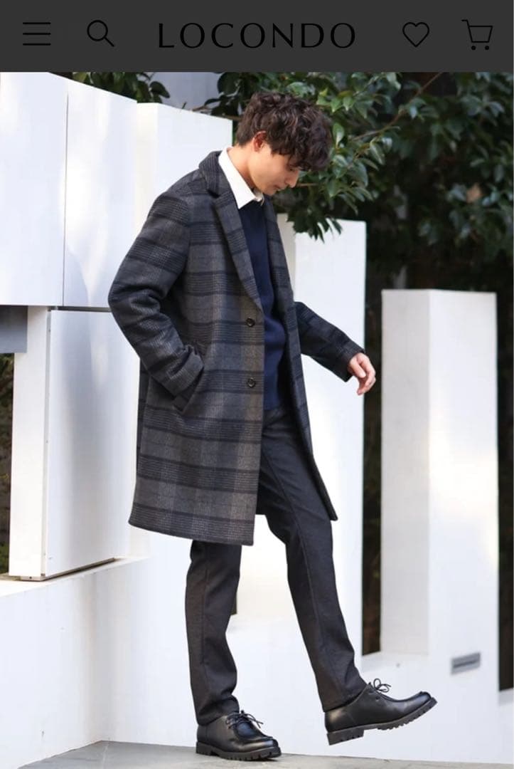 a.v.v（アー・ヴェ・ヴェ） ウールライトビーバーチェック柄チェスターコート