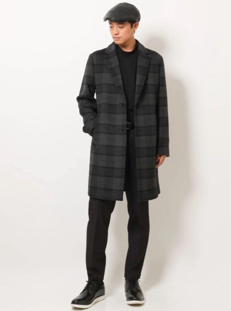 a.v.v（アー・ヴェ・ヴェ） ウールライトビーバーチェック柄チェスターコート