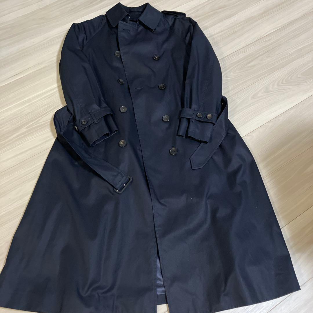 【3回着用】グレンフェルトレンチコート　裏地ウール紺　36 サイズ定価10万円〜