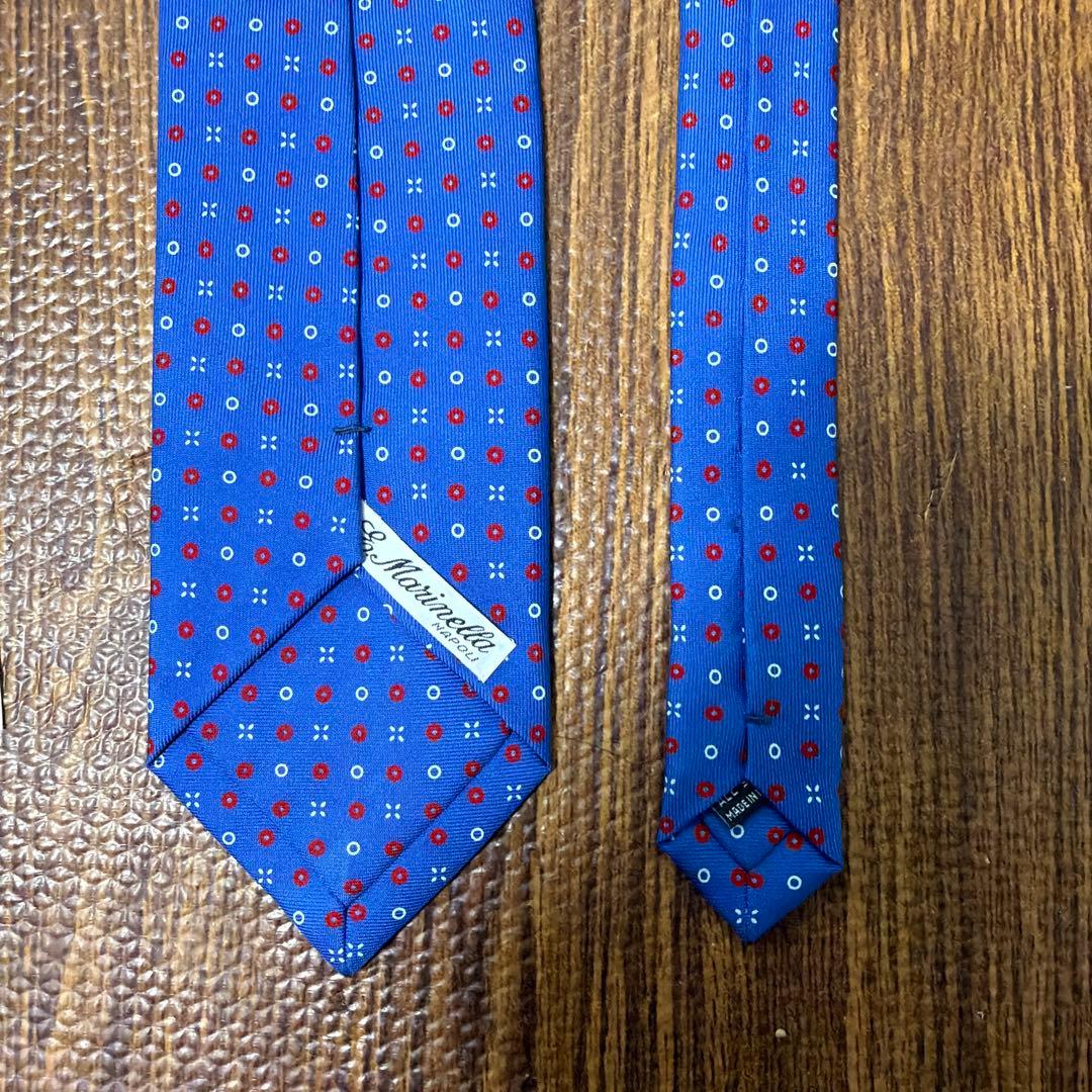【美品】E. Marinella マリネッラ　ドット柄 ネクタイ　ブルー
