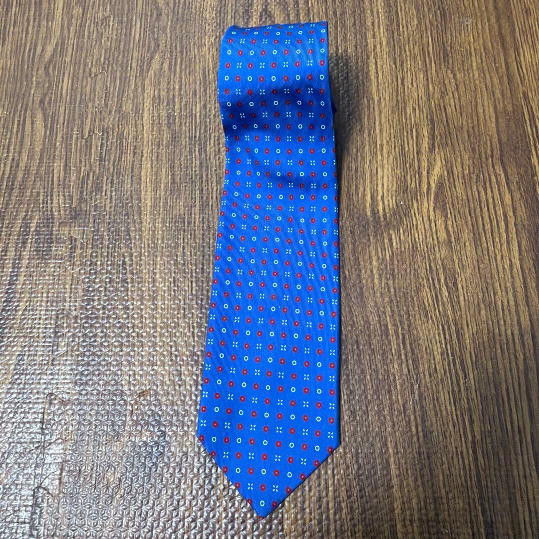 【美品】E. Marinella マリネッラ　ドット柄 ネクタイ　ブルー