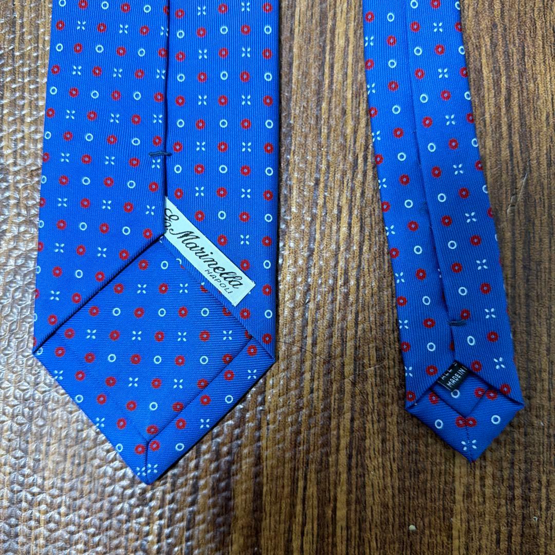 【美品】E. Marinella マリネッラ　ドット柄 ネクタイ　ブルー