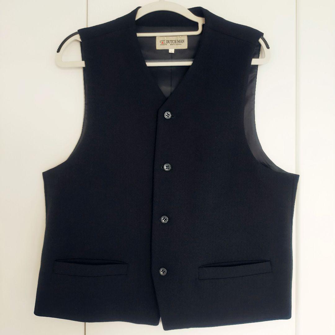 vintageビンテージ　3ピースマオカラースーツ Lサイズ　ブラック　シャツ付