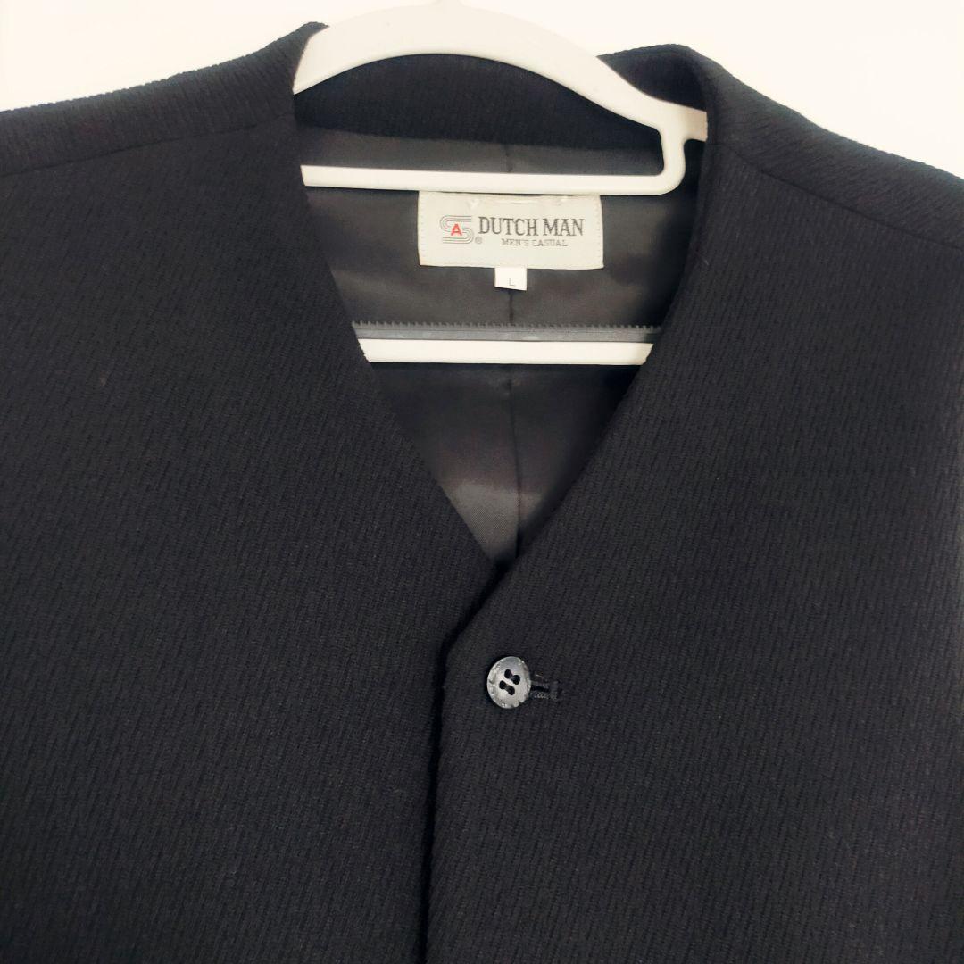 vintageビンテージ　3ピースマオカラースーツ Lサイズ　ブラック　シャツ付