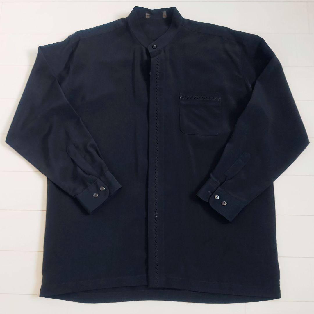 vintageビンテージ　3ピースマオカラースーツ Lサイズ　ブラック　シャツ付