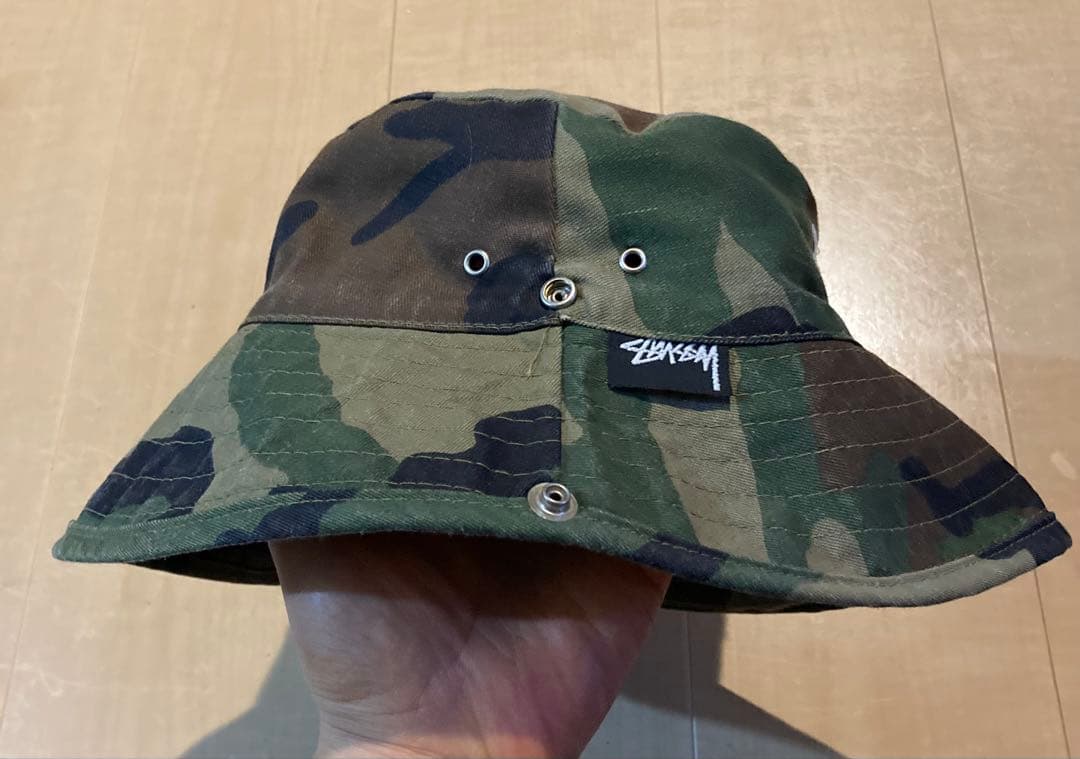 80s Stüssy 迷彩 バケットハット オールドステュシー 黒タグ