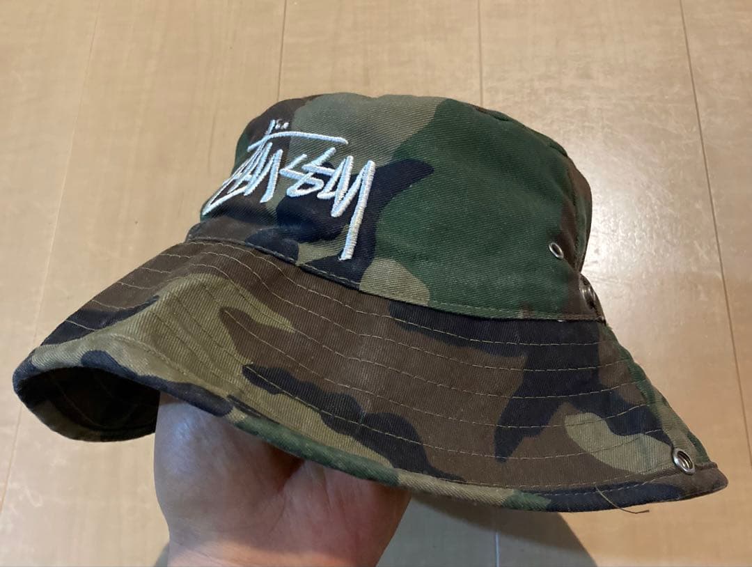 80s Stüssy 迷彩 バケットハット オールドステュシー 黒タグ
