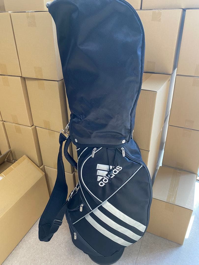 adidas キャディバッグ 黒 ストライプ
