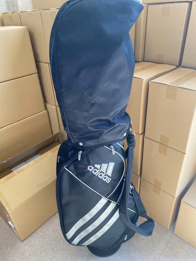 adidas キャディバッグ 黒 ストライプ