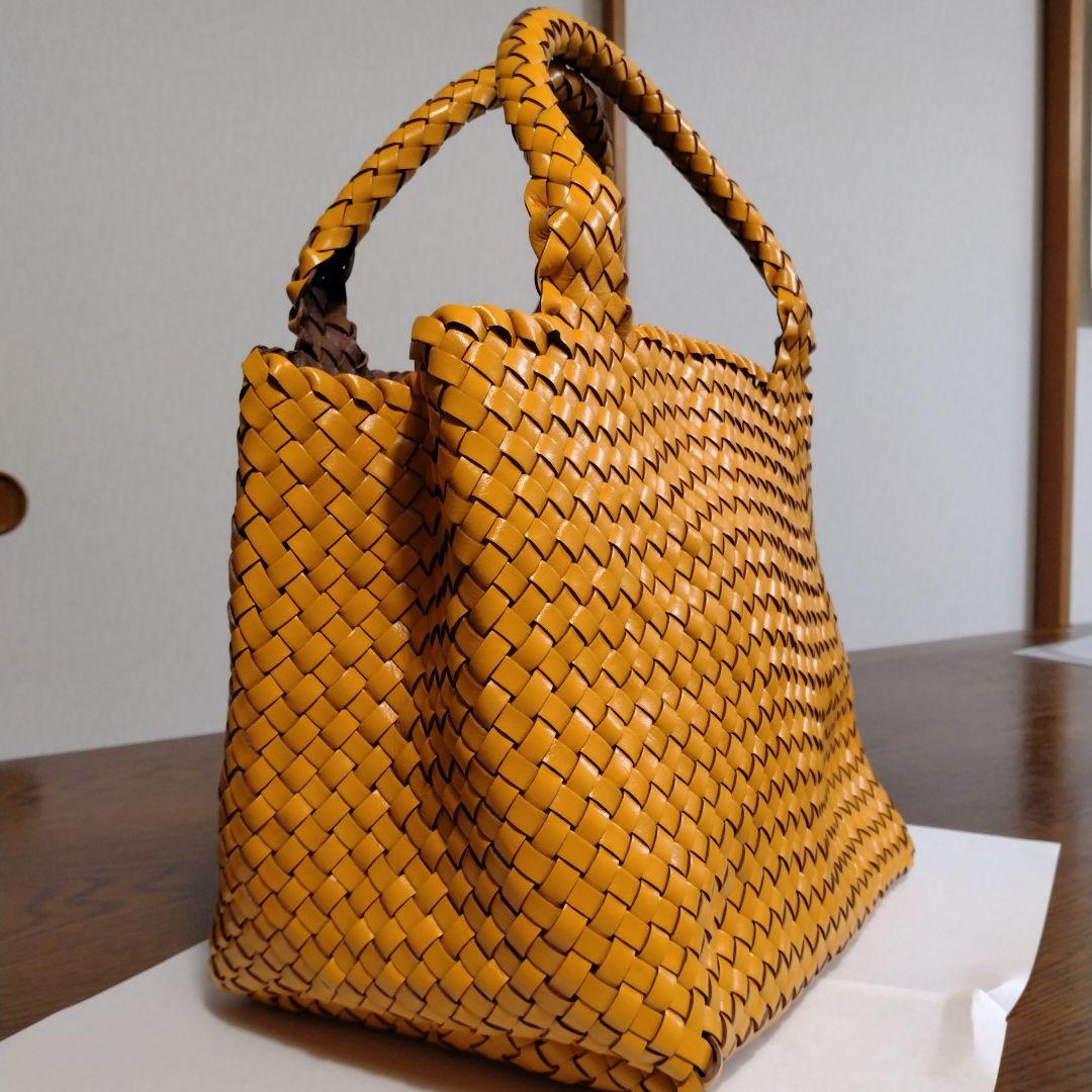 HIROFU イエロー 　レザーメッシュトート