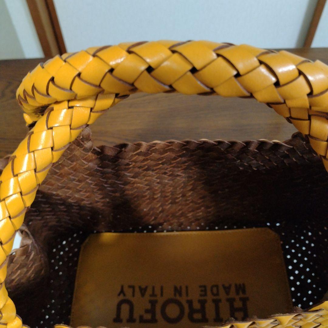 HIROFU イエロー 　レザーメッシュトート