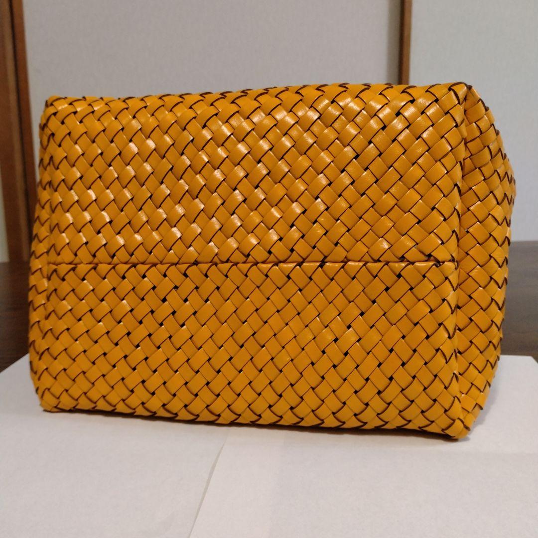 HIROFU イエロー 　レザーメッシュトート