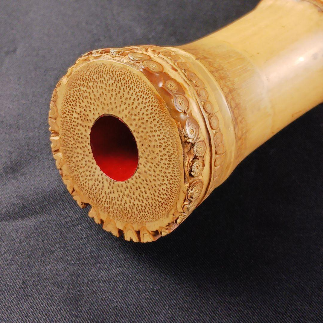 Y3110-6 琴古流 尺八 竹堂製 銀三線 全長55㎝ 竹製