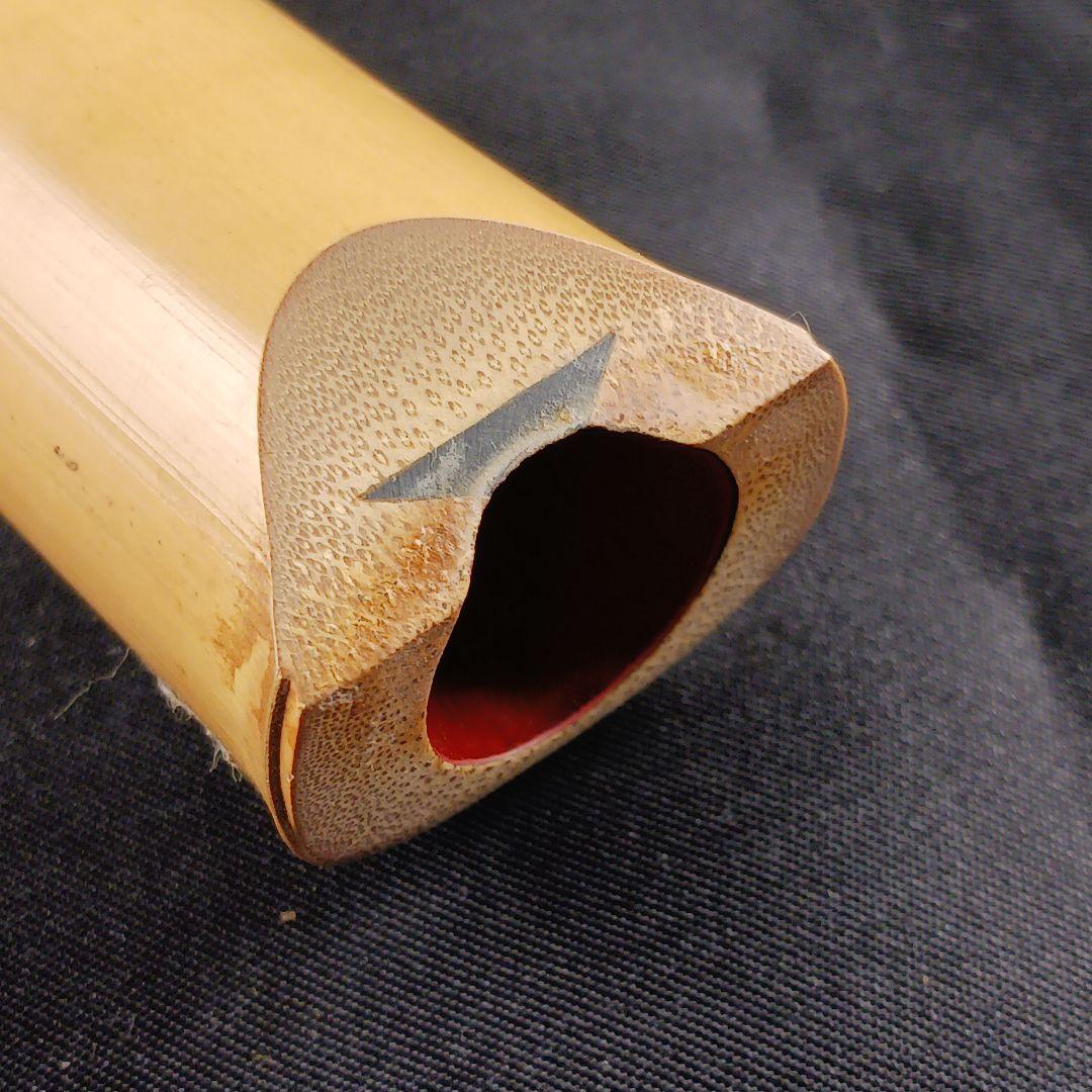 Y3110-6 琴古流 尺八 竹堂製 銀三線 全長55㎝ 竹製