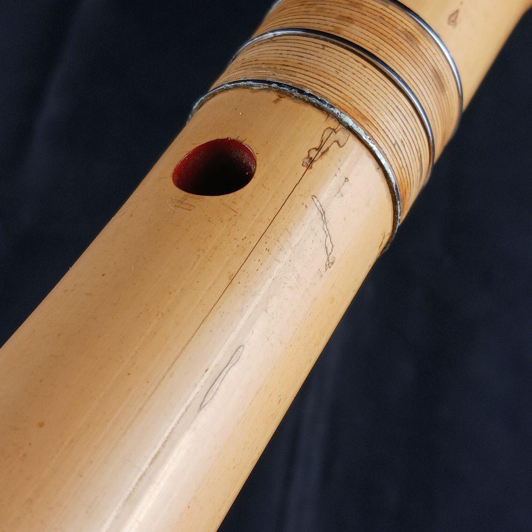 Y3110-6 琴古流 尺八 竹堂製 銀三線 全長55㎝ 竹製