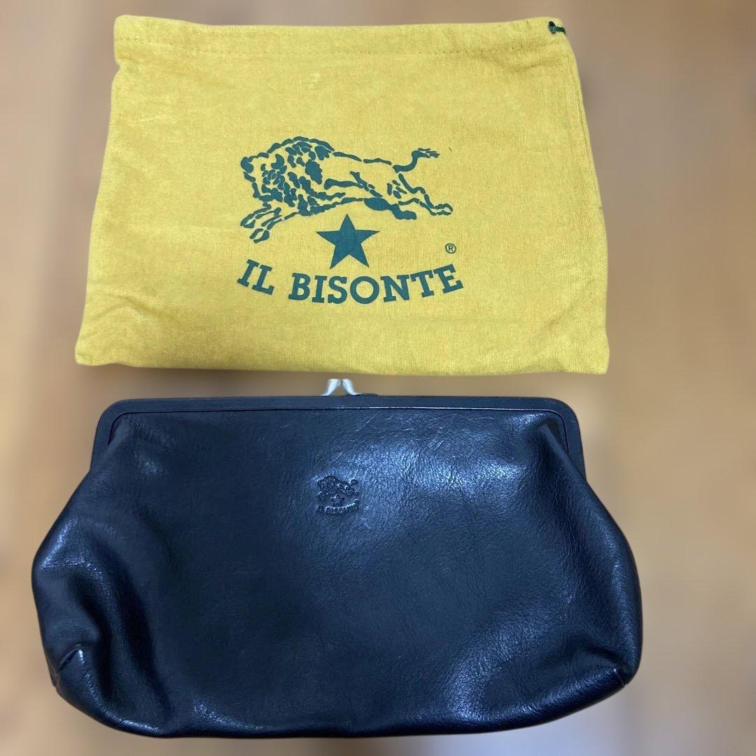 IL BISONTE ブラック クラッチバッグ 保存袋付き