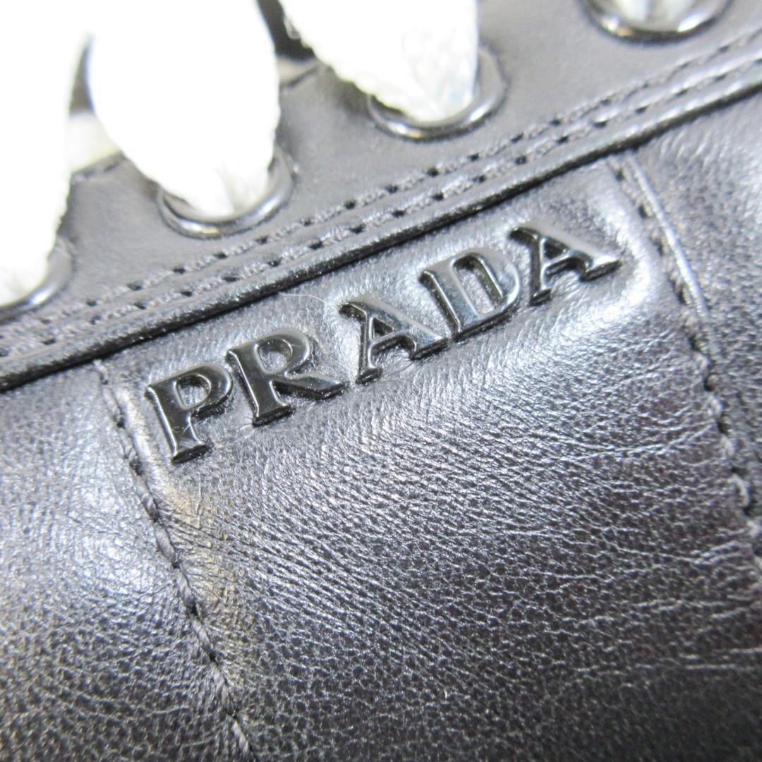 ✨ロゴ満載✨PRADA オールレザースニーカー 黒 EU35 22cm相当