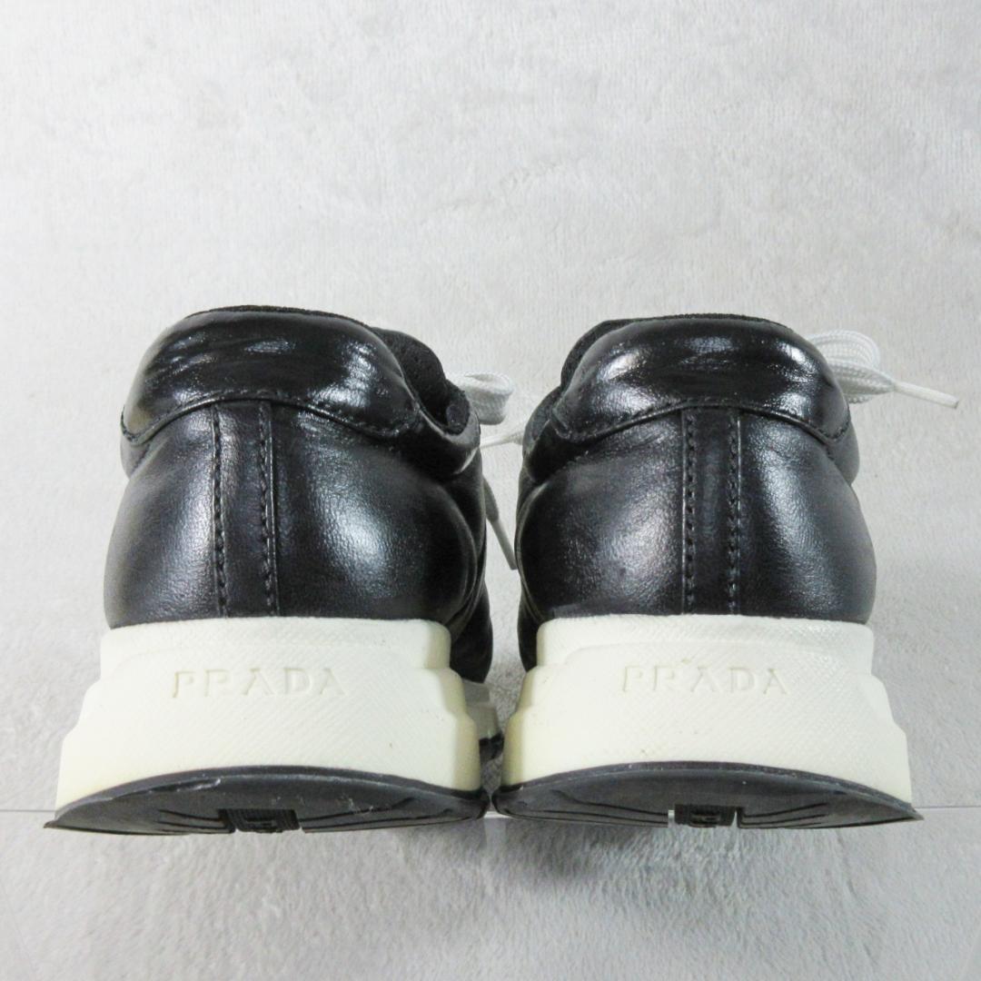 ✨ロゴ満載✨PRADA オールレザースニーカー 黒 EU35 22cm相当