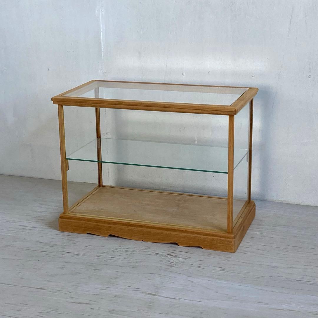 MILK　古い木製 小振り ガラスケース 2段 卓上ショーケース 扉なし