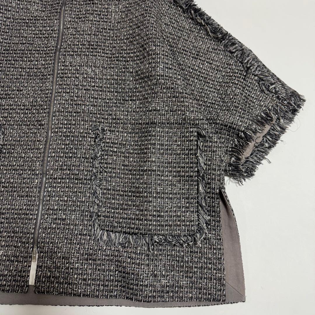 極美品　DEPAREILLE デパリエ ツイード 半袖 ファスナー ジャケット