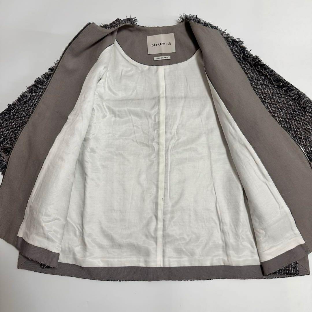 極美品　DEPAREILLE デパリエ ツイード 半袖 ファスナー ジャケット