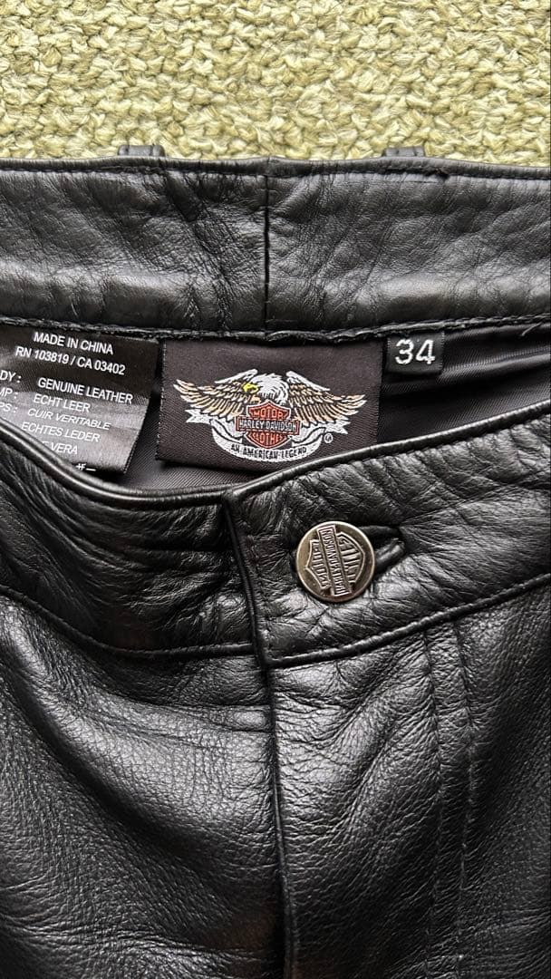 Harley-Davidson カウハイドレザーパンツ黒W34