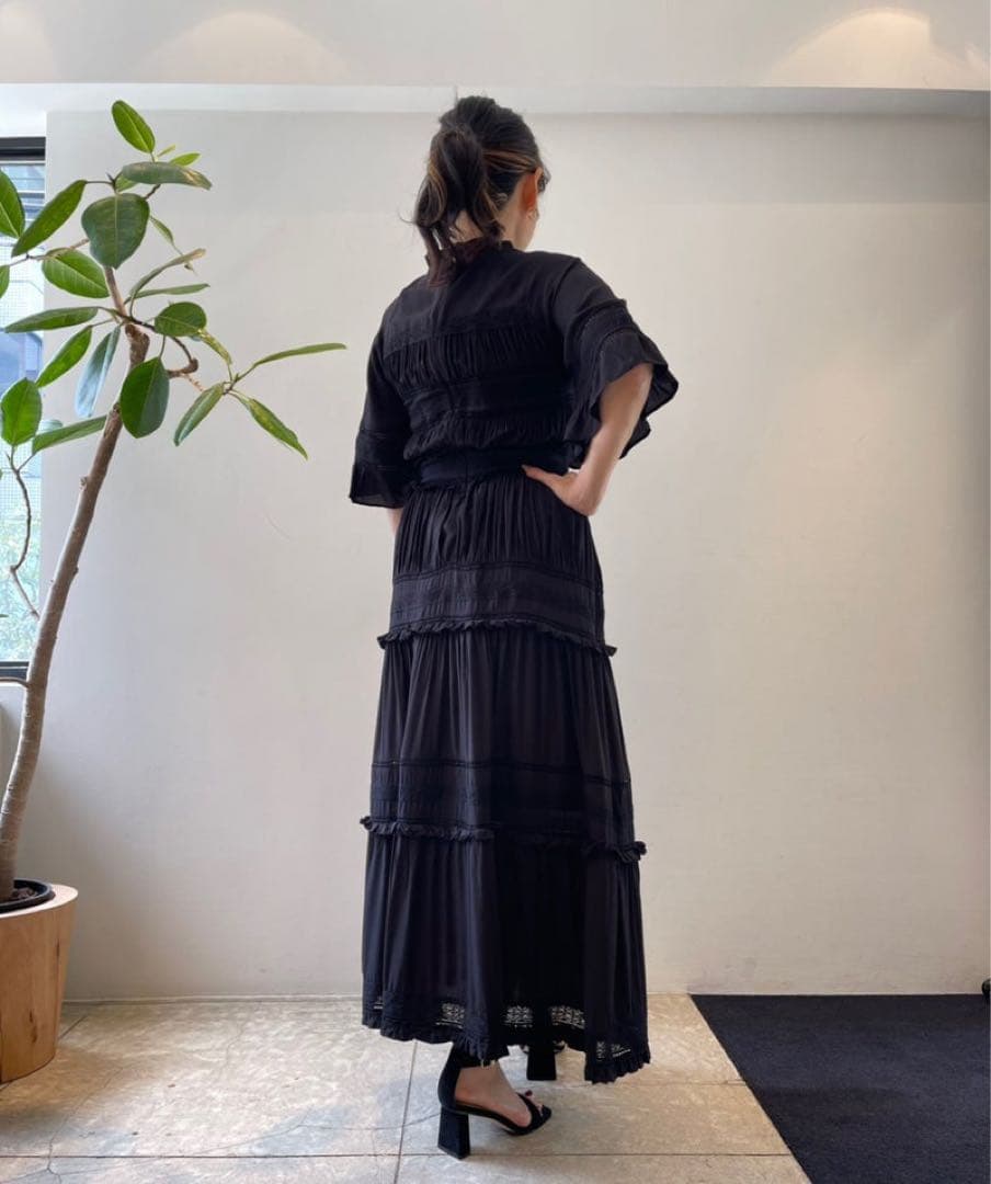 Sov.レーヨンエット+レースロングワンピース