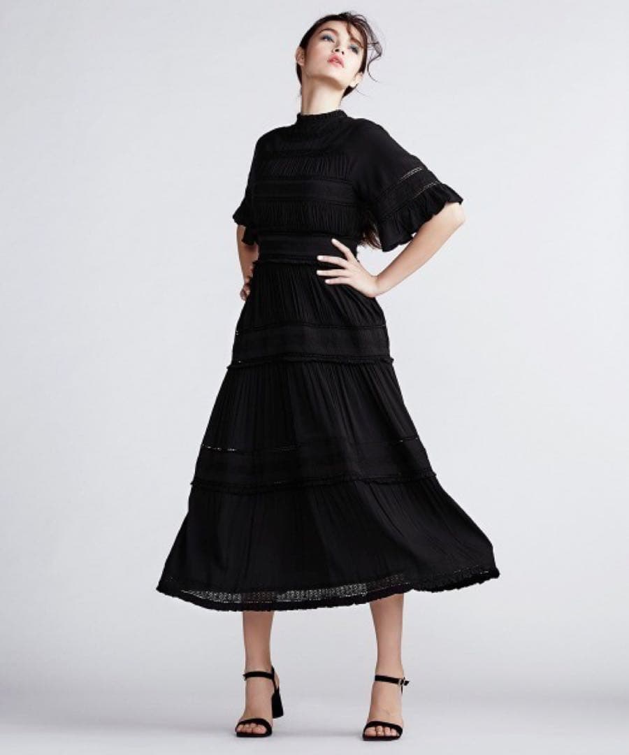 Sov.レーヨンエット+レースロングワンピース