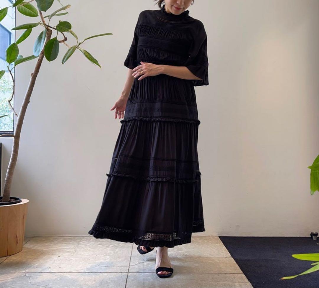 Sov.レーヨンエット+レースロングワンピース