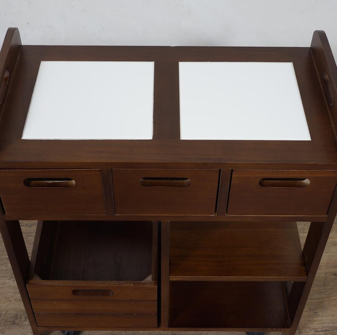 桐製 マルチストッカー キッチンラック 収納　ワゴン　完成品