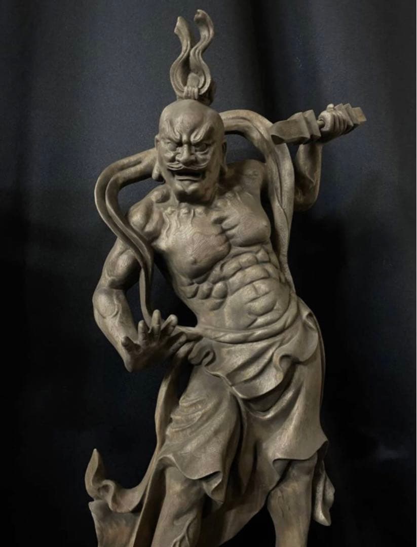 特大72cm 井波彫刻　楠材　木彫仏像　仏師手仕上げ品　仁王像　金剛力士像一式