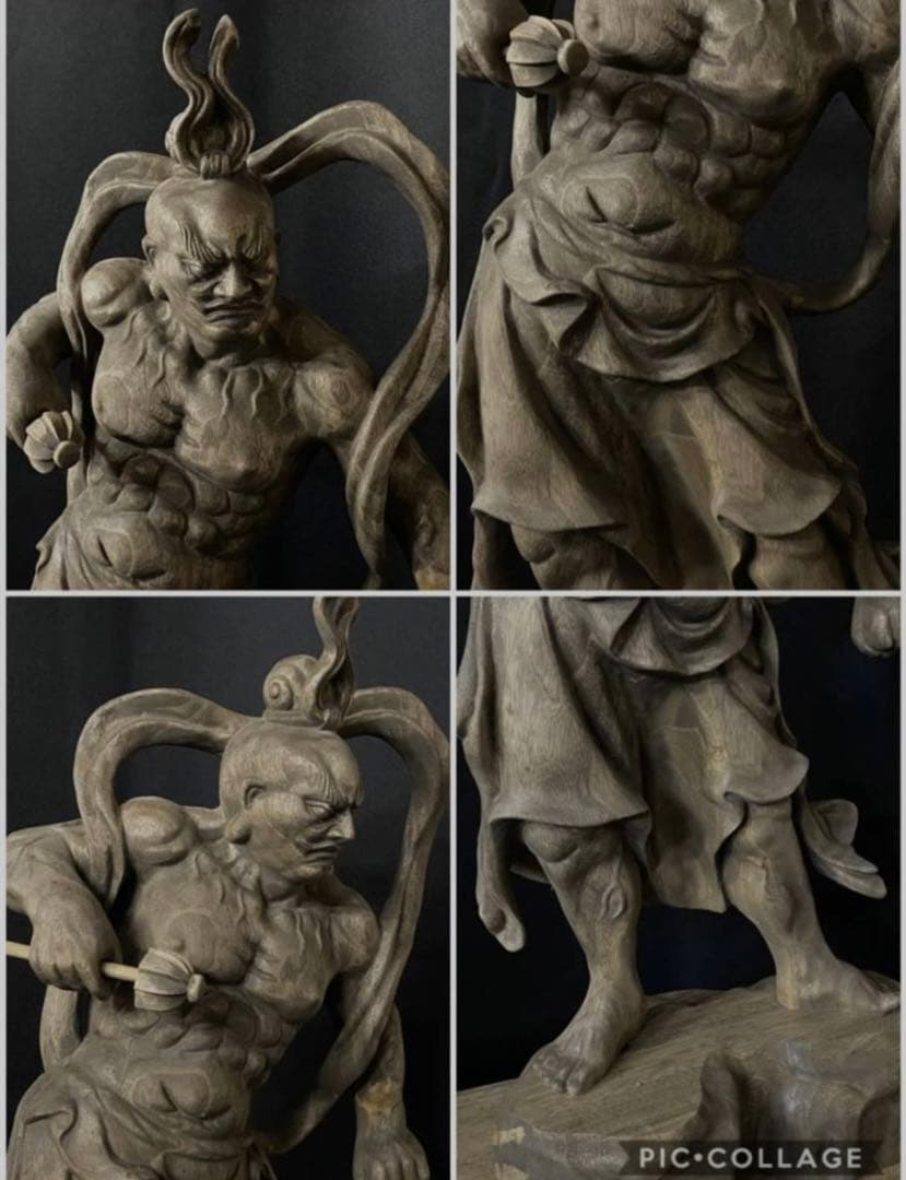 特大72cm 井波彫刻　楠材　木彫仏像　仏師手仕上げ品　仁王像　金剛力士像一式