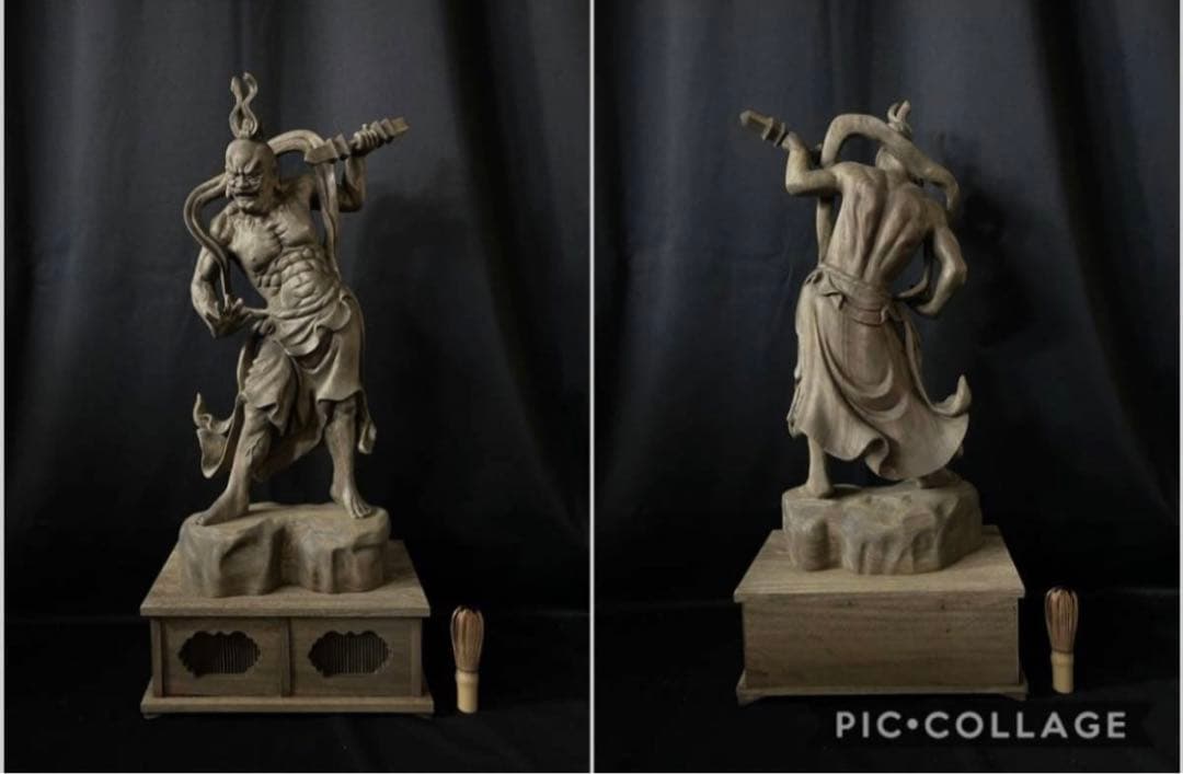 特大72cm 井波彫刻　楠材　木彫仏像　仏師手仕上げ品　仁王像　金剛力士像一式