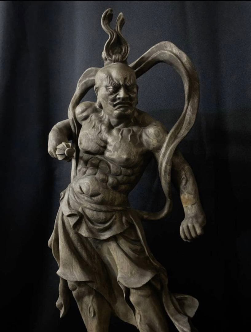 特大72cm 井波彫刻　楠材　木彫仏像　仏師手仕上げ品　仁王像　金剛力士像一式