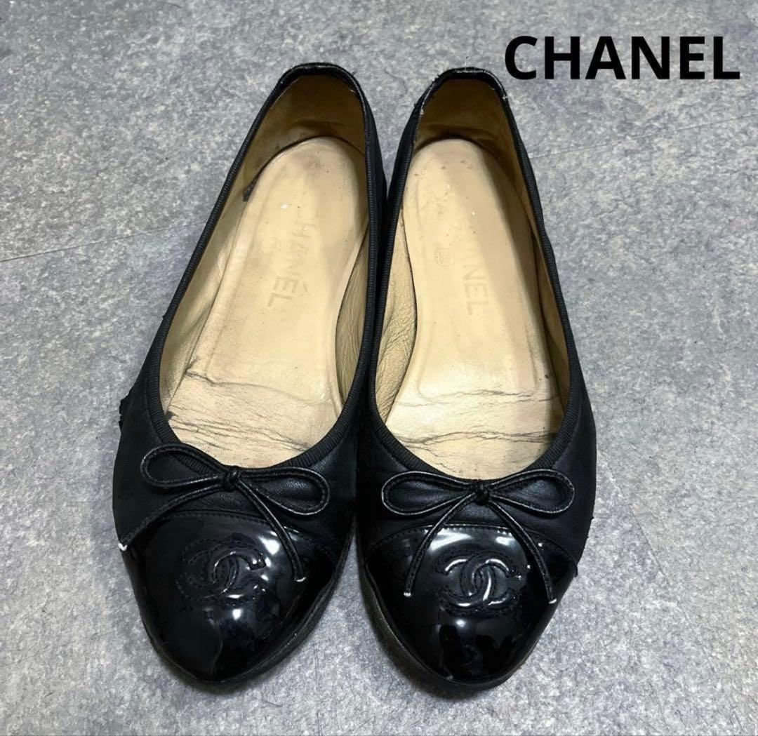 じゅんざぶろう　CHANEL シャネル バレエシューズ 37 ブラック 黒