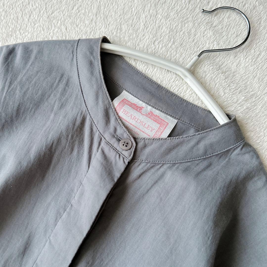 BEARDSLEY✨ギャザーロングワンピース　ゆったり　洗える　グレー　綿100