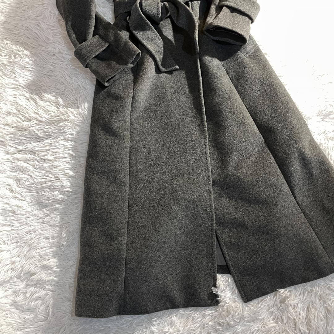 Y2K アンゴラ シルバーフォックスファー ベルト付 ロングコート マキシ 38