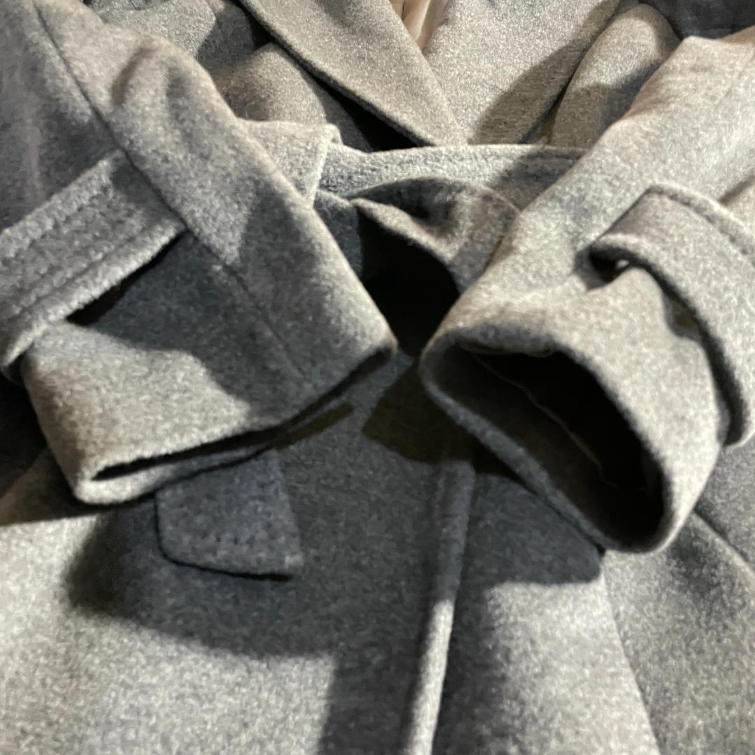 Y2K アンゴラ シルバーフォックスファー ベルト付 ロングコート マキシ 38