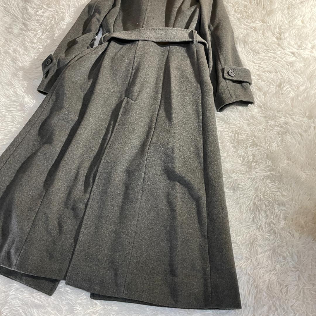 Y2K アンゴラ シルバーフォックスファー ベルト付 ロングコート マキシ 38