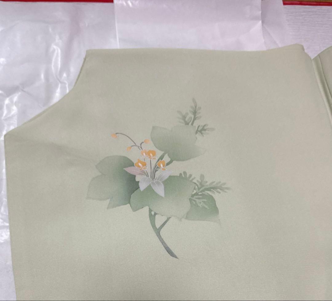 h*o様 付け下げ訪問着 花柄 グリーン パールトーン加工 卒入学お付添 帯、帯