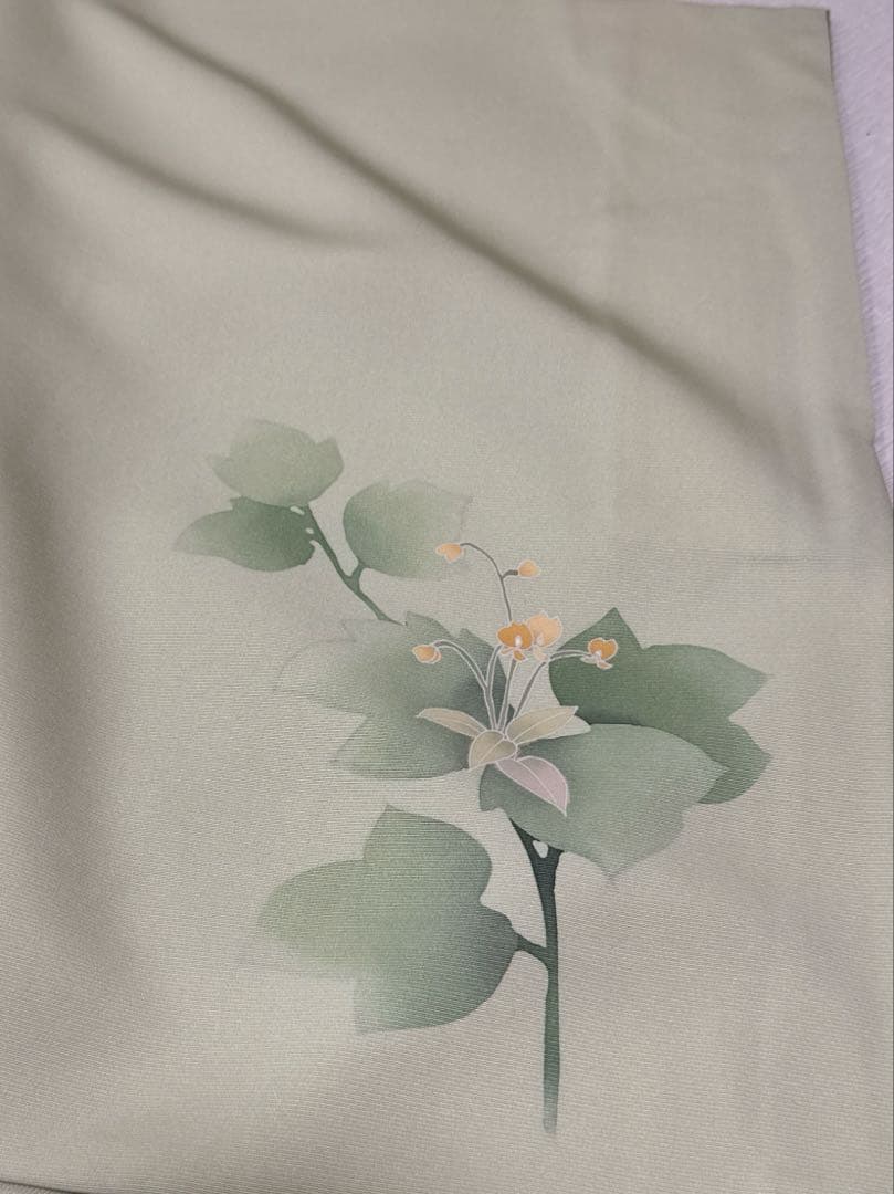 h*o様 付け下げ訪問着 花柄 グリーン パールトーン加工 卒入学お付添 帯、帯