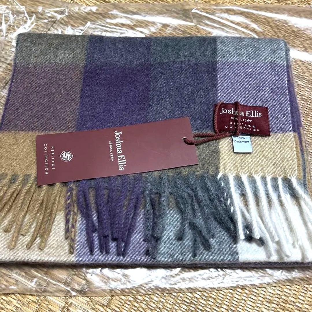 Joshua Ellis カシミヤ マフラー チェック柄
