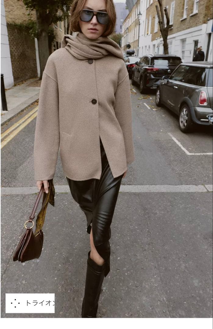 ZARA ウールショートスカーフコート